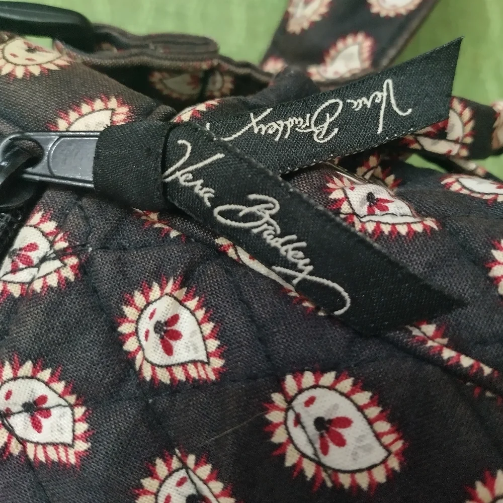 Vera Bradley Black Floral Petals/Paisley Pattern, Crossbody Bag